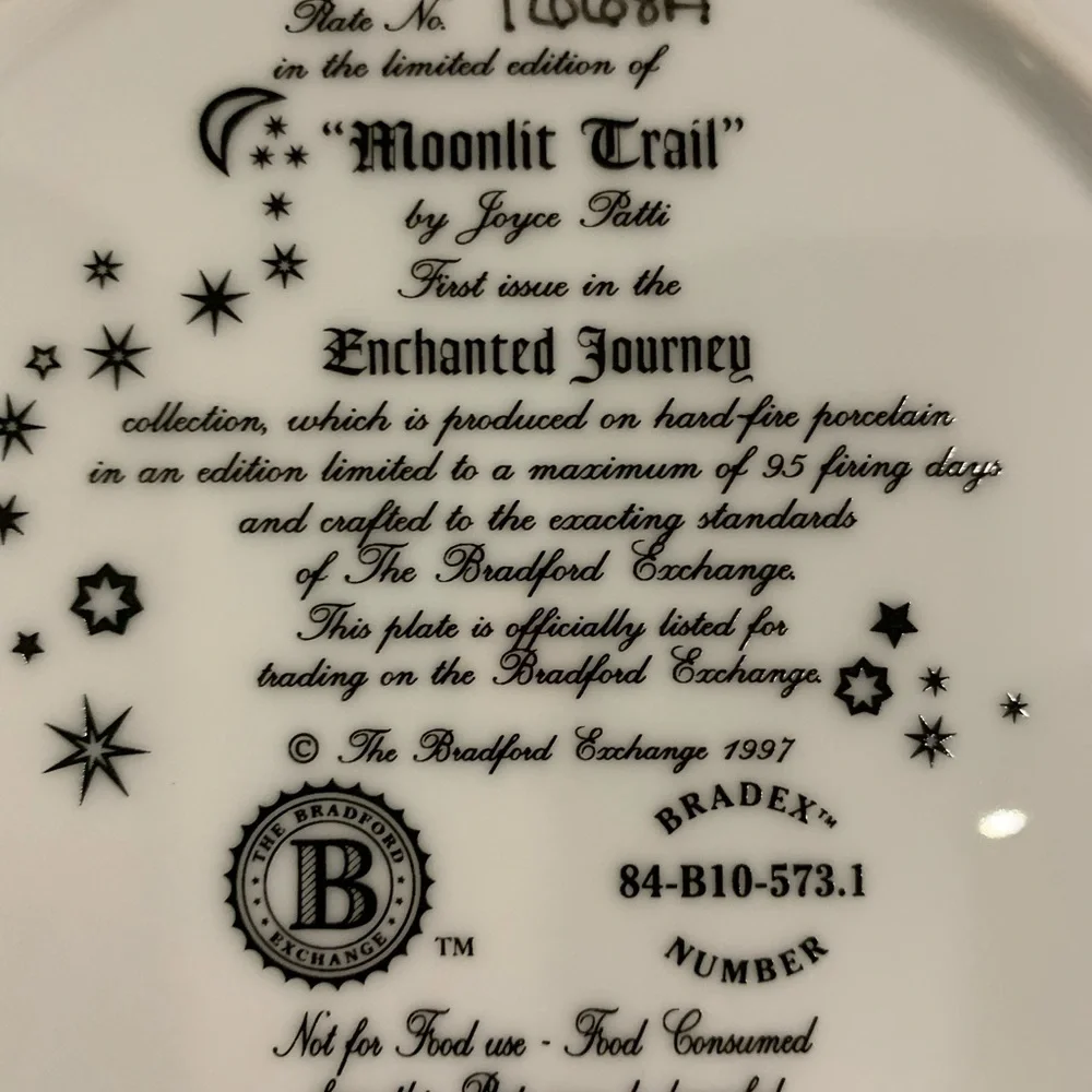 The Bradford Exchange Moonlight Trail  By Joyce Patti Plate # 1668A